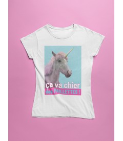 Tee Shirt Femme Licorne a va chier des Paillettes