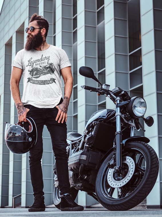 T-Shirt Biker homme noir Personnalisable avec votre texte, Style Harle –  MAXI SHIRT