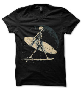 Tee Shirt Skull surfer on the Moon