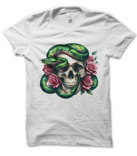 Tee Shirt Skull, Snake and Roses