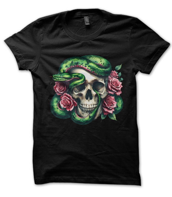 Tee Shirt Skull, Snake and Roses