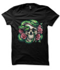 Tee Shirt Skull, Snake and Roses