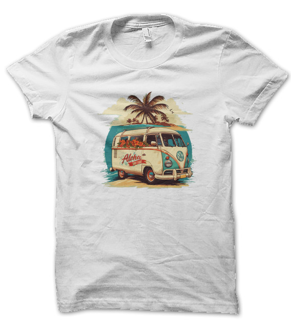 Tee Shirt Aloha minibus VW aquarelle